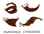 set of chocolate splashes with... | Shutterstock .eps vector #1745633351