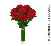 Red Roses Bouquet Isolated On...