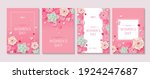 set of cute pink floral posters ... | Shutterstock .eps vector #1924247687