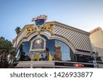 Small photo of Las Vegas, Nevada, USA - May 6, 2019: Exterior of the Harrahs Casino on the strip in Las Vegas. Harrahs is one of the strip mega resorts with over 2600 rooms, a casino, convention center and dining.