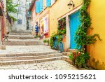 Streets of Rovinj with colorful building facades, Istria, Croatia