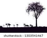 silhouette of tree  bush with... | Shutterstock . vector #1303541467