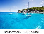 Sailboats in a beautiful bay, Paxos island, Greece