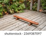 Small photo of Persian shena push up board on a backyard wooden deck in fall scenery