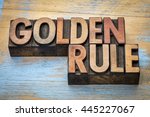 Small photo of golden rule word abstract - text in vintage letterpress wood type printing blocks