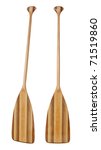 Small photo of wooden (basswood, butternut and red alder)) cruising canoe paddle with bent shaft and tip reinforced with fiberglass, isolated on white, two views
