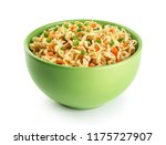 Bowl of instant noodles isolated on white background. With clipping path.