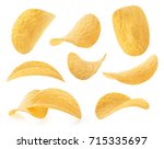 Potato chips isolated on a white background. Collection.