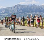 Small photo of LA ROCHETTE, FRANCE- JUL 16:Andy Schleck riding in front of the peloton after the ascension to Col de Manse during the stage 16 of 100 edition of Le Tour de France on July 16 2013 in La Rochette
