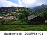 Small photo of House home hill valley village of Collective Centre Coordination and Refugee camp Baan Umpiem and houses Karen refugees from Myanmar on mountain and forest at Phop Phra District in Tak, Thailand