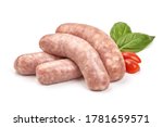 Italian sausages, Raw Salsiccia Sausages, isolated on a white background.