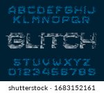 glitch alphabet font. digital... | Shutterstock .eps vector #1683152161