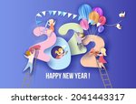 2022 new year design card with... | Shutterstock .eps vector #2041443317