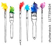 vector drawing paintbrushes... | Shutterstock .eps vector #1177354834