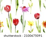watercolor drawing seamless... | Shutterstock . vector #2100675091
