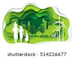 paper art of family and park on ... | Shutterstock .eps vector #514226677