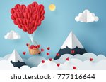 paper art of heart balloon... | Shutterstock .eps vector #777116644