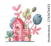 Cute Pink Cozy Eco House With...