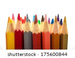 colored pencils on white ... | Shutterstock . vector #175600844