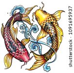 red fish and yellow fish | Shutterstock . vector #1091695937
