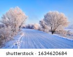 The beautiful soft rime and snow scenic of winter season