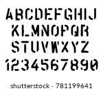 military stencil font. spray... | Shutterstock .eps vector #781199641