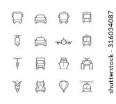 Transportation Icons In Thin...
