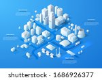 isometric map or scheme of city ... | Shutterstock .eps vector #1686926377
