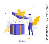 man opening gift box and... | Shutterstock .eps vector #1974487514