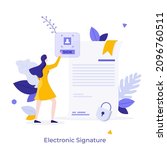 woman signing document or... | Shutterstock .eps vector #2096760511