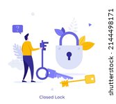 person looking at padlock and... | Shutterstock .eps vector #2144498171