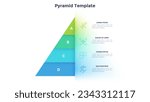 Pyramidal diagram with four colorful ribbon elements. Concept of 4 business options to choose. Creative infographic design template. Realistic vector illustration for website menu, banner.