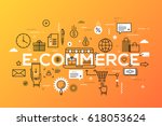 e commerce  online shopping and ... | Shutterstock .eps vector #618053624