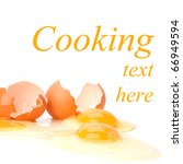 broken eggs isolated on white... | Shutterstock . vector #66949594