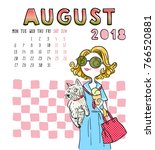 August. 2018 Calendar. Cute...