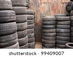 Car Tyres Stacked In A Tyre...