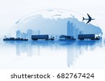 Small photo of Shipping, delivery car, ship, plane transport on a background map of the world. Delivery Global business of Container Cargo freight train for logistic import export, Business logistics concept