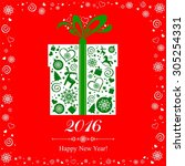 happy new year 2016  vintage... | Shutterstock . vector #305254331