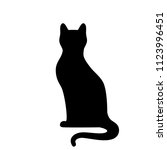 black cat with tail sitting on... | Shutterstock .eps vector #1123996451