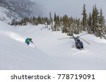 Helicopter skiing in the mountains near Terrace, British Columbia. 