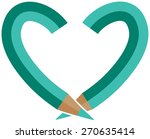 green color pencil in a heart... | Shutterstock .eps vector #270635414