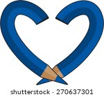 blue color pencil in a heart... | Shutterstock .eps vector #270637301