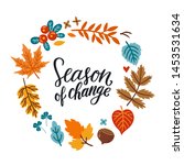 vector autumn wreath with... | Shutterstock .eps vector #1453531634