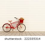 Red Retro Bicycle With Basket...