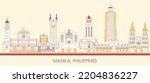Cartoon Skyline panorama of city of Manila, Philippines  - vector illustration