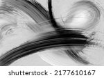 Small photo of Art Watercolor and Acrylic smear brushstroke wave curve blot. Abstract texture zigzag black and whitecolor stain painting horizontal background.