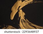 Small photo of Art oil and acrylic smear blot canvas painting paper. Abstract texture gold, bronze, black color stain brushstroke texture background.
