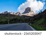 Alpine road in the dolomites at Giau Pass
