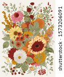autumn bouquet. flowers  berry  ... | Shutterstock .eps vector #1573206091