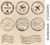 Vector Set Of Postal Stamps On...